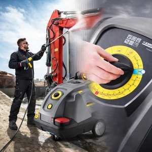 Czyszczenie koparki myjką ciśnieniową Karcher HDS – wynajem Sierpc Dworcowa sprzęt do mycia maszyn budowlanych i kostki brukowej